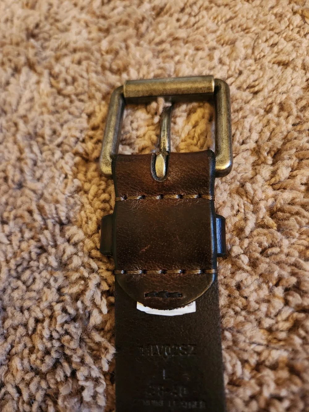 Levis Men's Dark Brown Leather Belt with Antiqued Metal Buckle